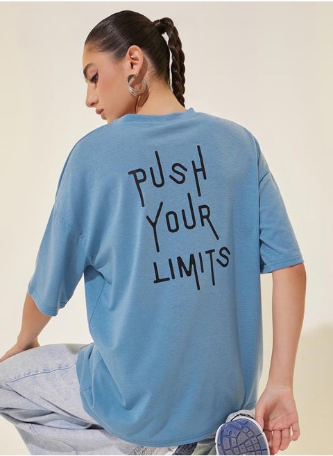 Slogan Print Round Neck Oversized T-Shirt