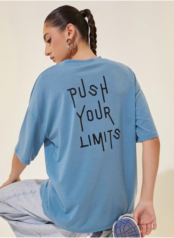 Take Two - Slogan Print Round Neck Oversized T-Shirt - Image 1
