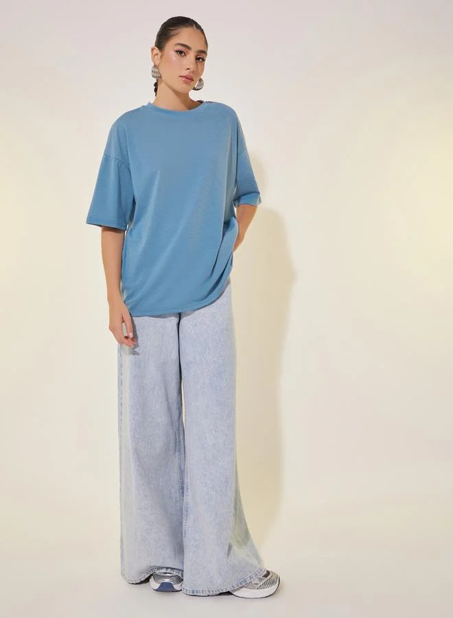 Take Two Slogan Print Round Neck Oversized T-Shirt