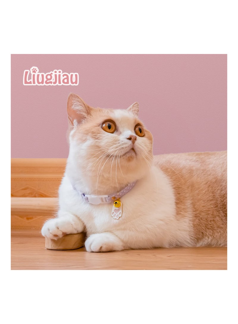 SOLARAE 2 Pack Cotton Breakaway Cat Collars with Bell, Yellow & Purple Egg Cat Paw Pendant, Cute and Safe Collar for Girl and Boy Cats - Image 5