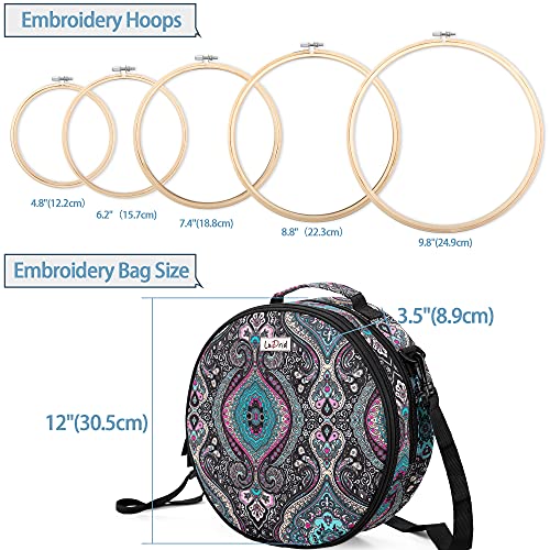LoDrid Embroidery Kit, Double-Layer Round Storage Bag with Complete Cross Stitch Tools Kit, Embroidery Starter Kits for Beginners, Adults, with Handles and Shoulder Strap, Totem - Image 4