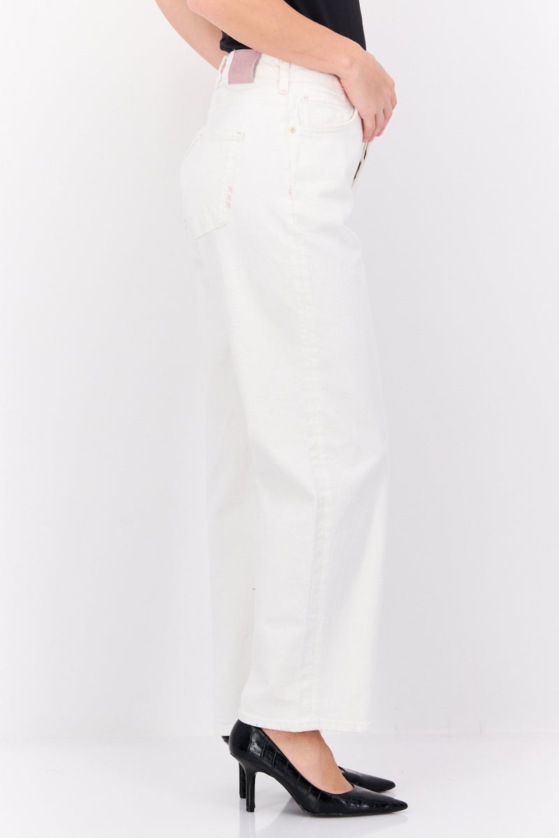Scotch & Soda Women Straight Fit  Stretchable Denim Pants, White - Image 2