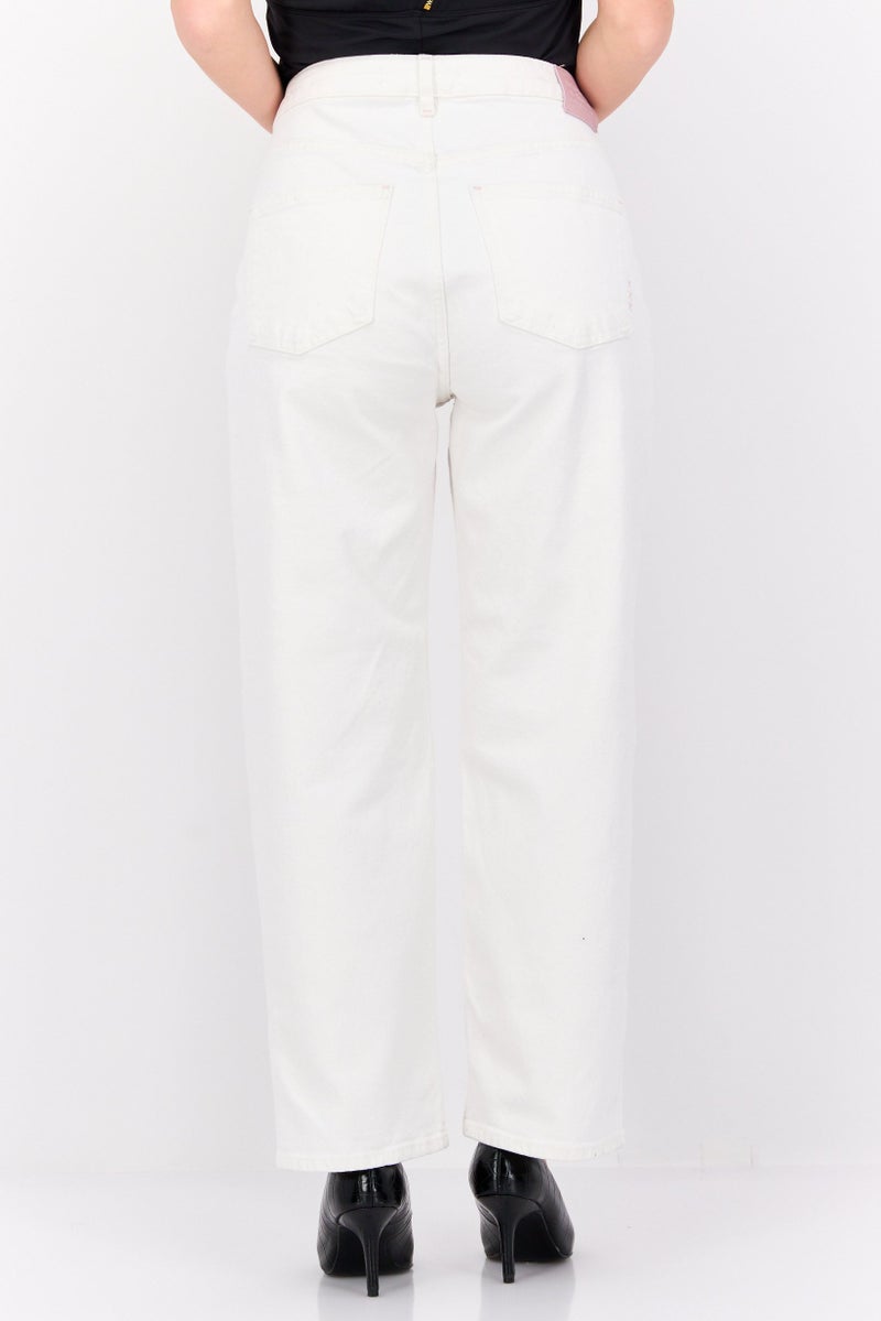 Scotch & Soda Women Straight Fit  Stretchable Denim Pants, White - Image 3