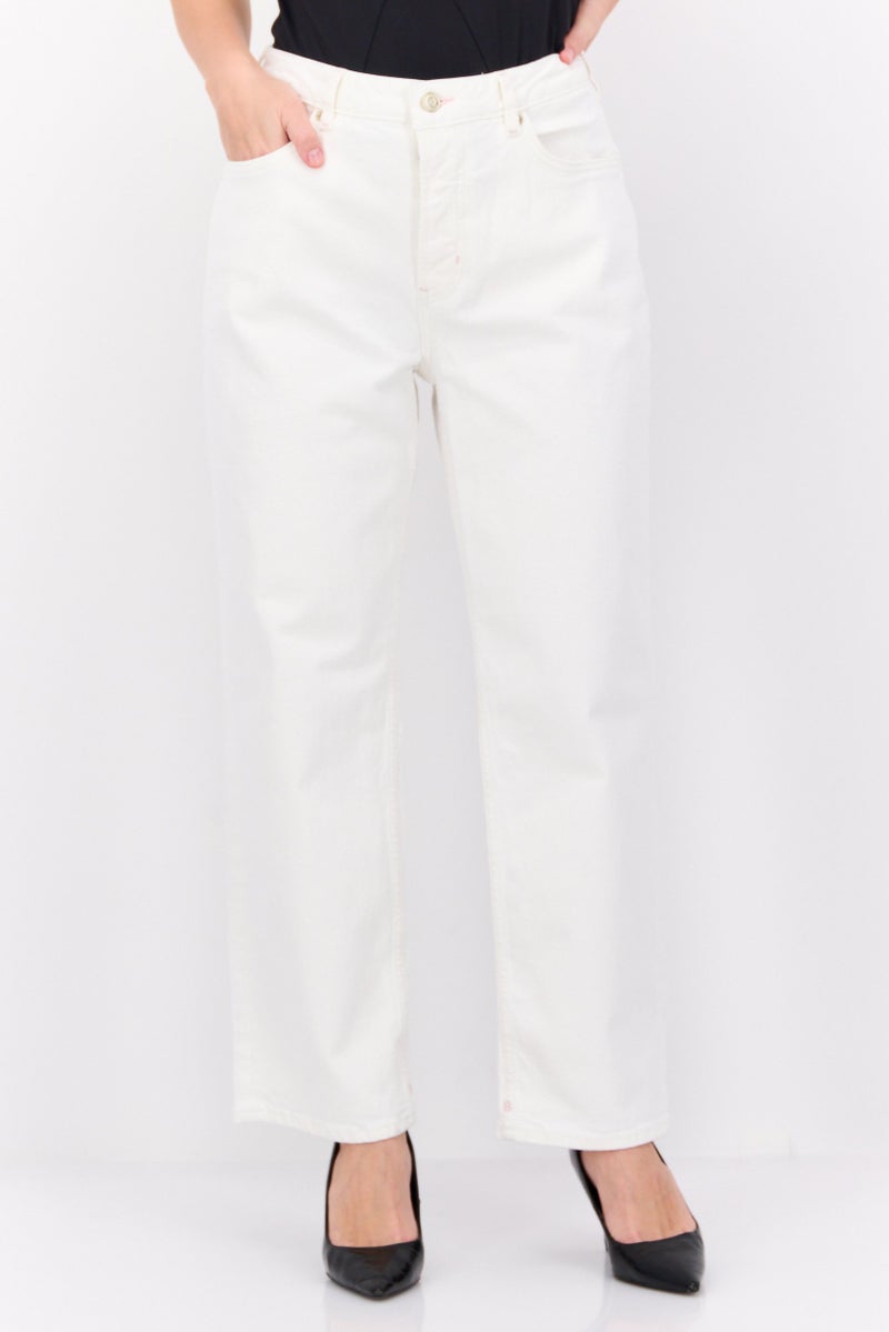 Scotch & Soda Women Straight Fit  Stretchable Denim Pants, White - Image 1