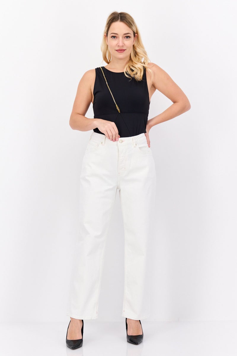 Scotch & Soda Women Straight Fit  Stretchable Denim Pants, White - Image 4