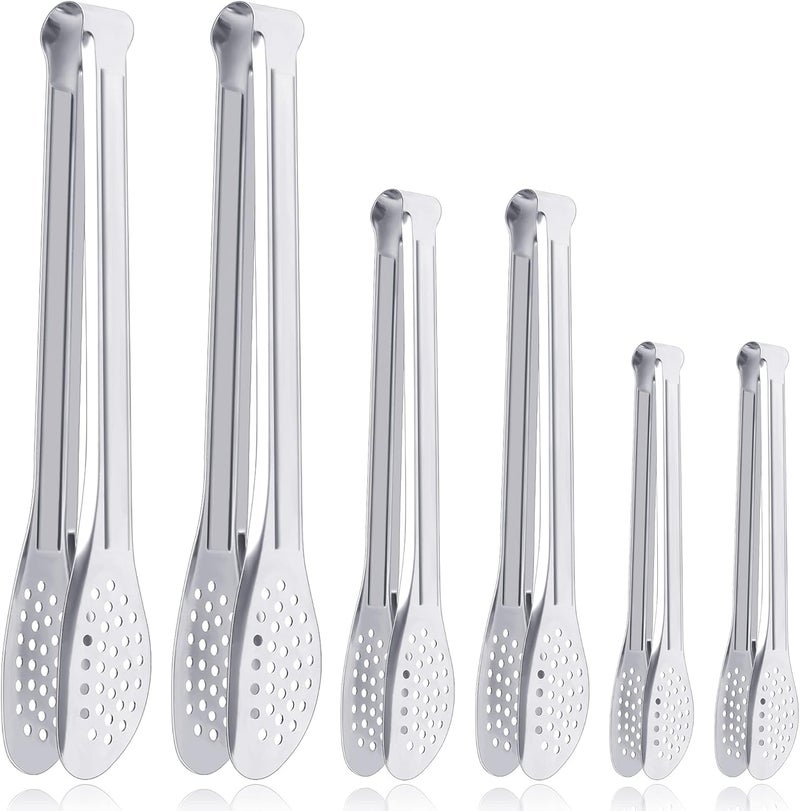 Dmoera 6 Pack Buffet Tongs,Stainless Steel Serving Tongs Serving Utensils 7Inch,9Inch,12Inch - Image 1