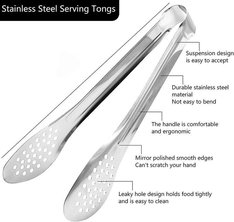 Dmoera 6 Pack Buffet Tongs,Stainless Steel Serving Tongs Serving Utensils 7Inch,9Inch,12Inch - Image 3