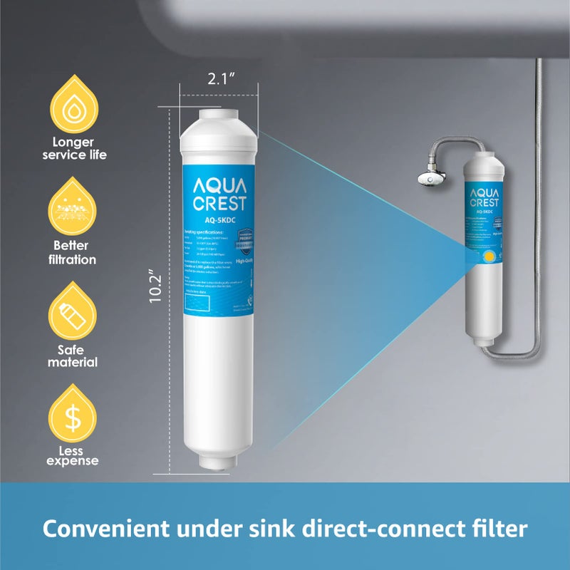 AquaCrest AQUA CREST 5KDC Under Sink Water Filter System, Direct Connect Under Sink Water Filter, Reduces PFAS, PFOA/PFOS, Chlorine, NSF/ANSI Tested 5K Gallons Ultra High Capacity - Image 2
