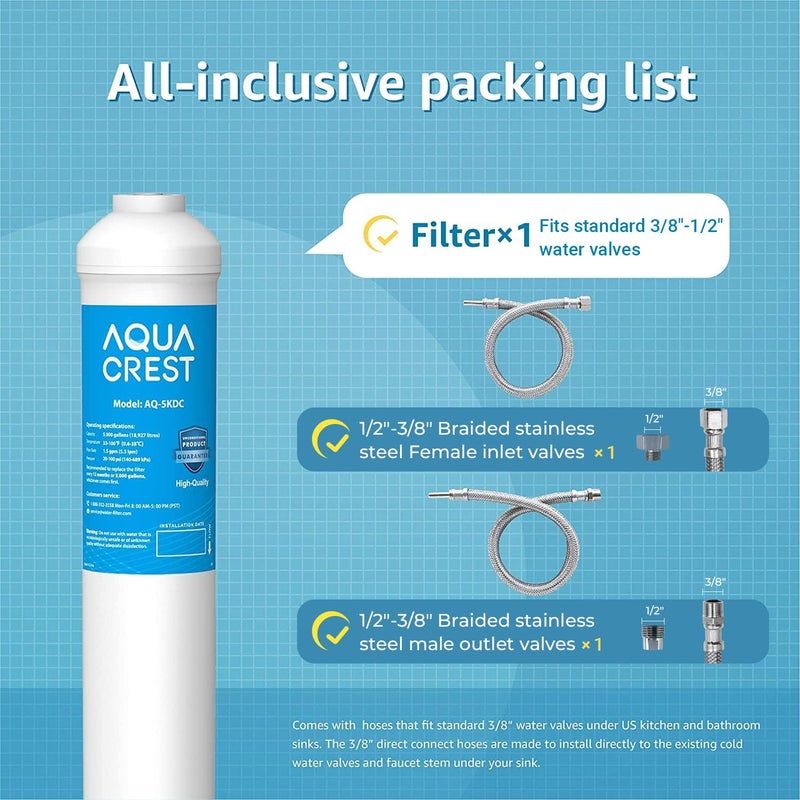 AquaCrest AQUA CREST 5KDC Under Sink Water Filter System, Direct Connect Under Sink Water Filter, Reduces PFAS, PFOA/PFOS, Chlorine, NSF/ANSI Tested 5K Gallons Ultra High Capacity - Image 5