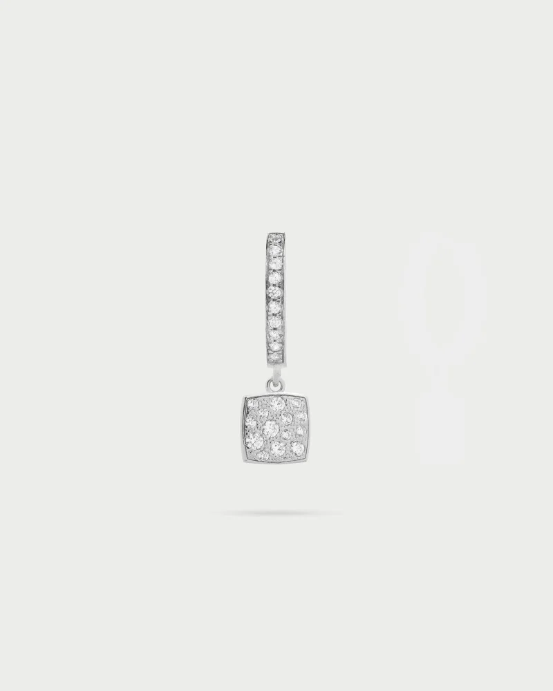 Rue Des Mill Single hoop pav√© square earring - STARDUST TEN - Rhodium