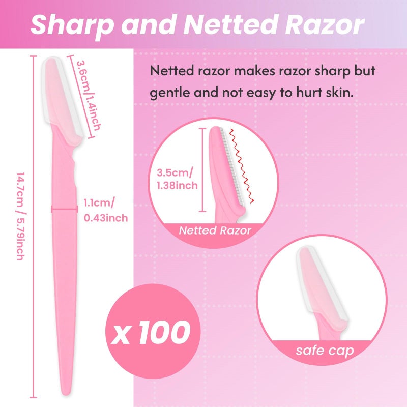 Phafaloop 100 Pcs Eyebrow Razor and Face Razor for Women and Men, Safe and Beginner-Friendly Dermaplaning Tool with Protective Cover - Image 2