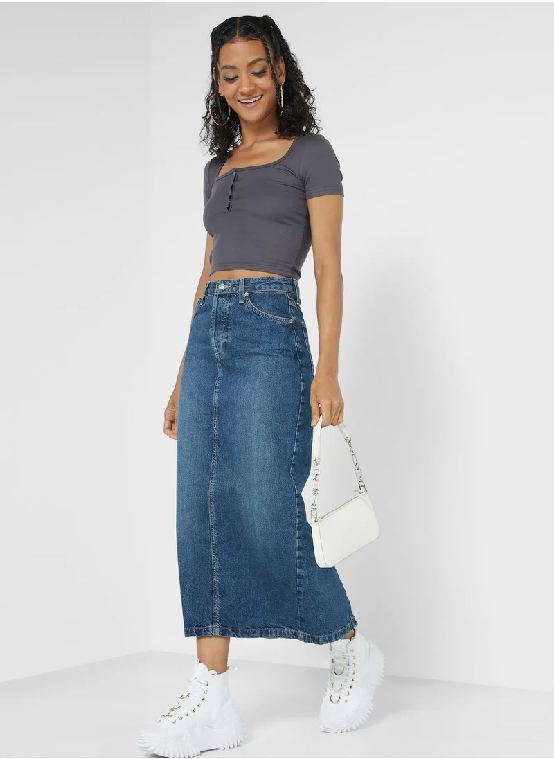 Ginger Button Up Scoop Neck Tshirt