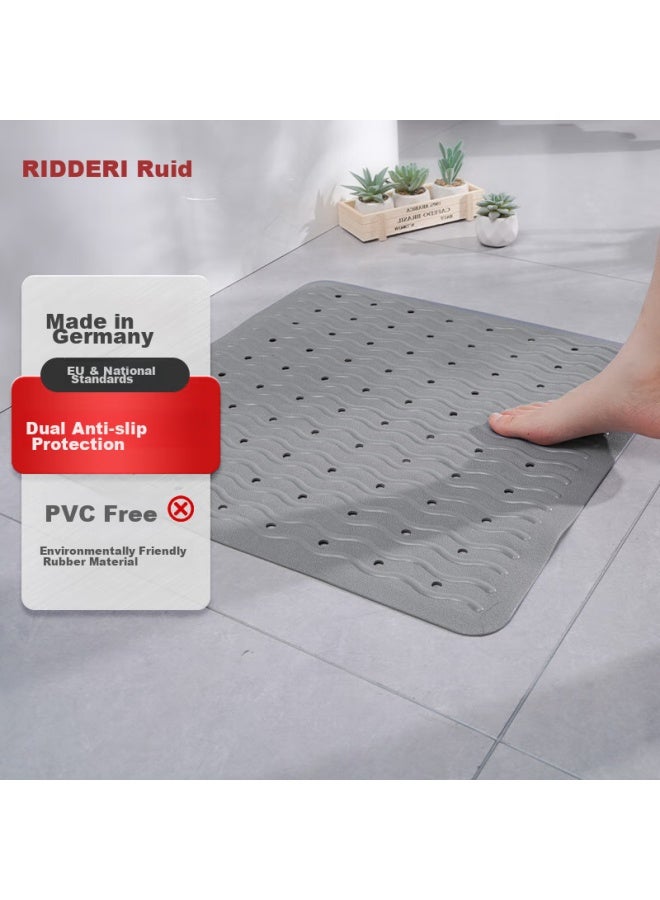 Ridder German Imported Tpe Bathroom Non-slip Mat, Wave-shaped Hollow Square Non-slip Mat, Cement Gray, 54*54 - Image 1