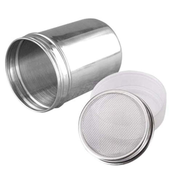 STAINLESS STEEL FINE MESH SHAKER CINNAMON ICING SUGAR POWDER COCOA FLOUR CHOCOLATE COFFEE SIFTERPOWDER SUGAR SHAKER WITH LID FOR KITCHEN BAKING COOKING