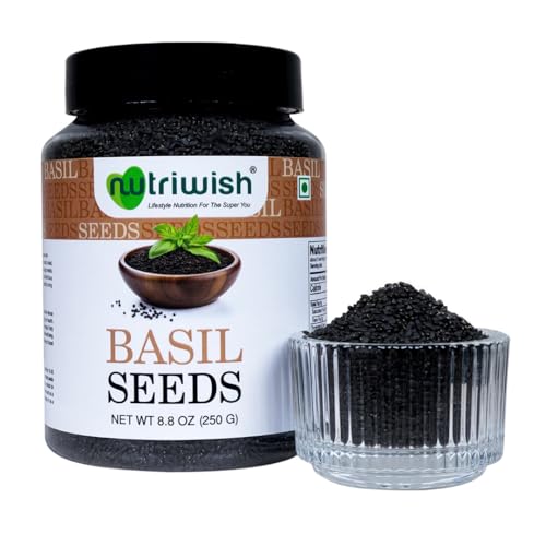 Nutriwish Basil Seeds (Sabja/Tukmaria), 250 g | 100% Natural, Raw & Gluten-Free Superfood | Ideal for Smoothies, Drinks, Desserts, Salads & Daily Nutrition - Image 1