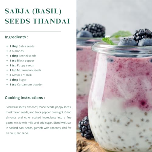 Nutriwish Basil Seeds (Sabja/Tukmaria), 250 g | 100% Natural, Raw & Gluten-Free Superfood | Ideal for Smoothies, Drinks, Desserts, Salads & Daily Nutrition - Image 4