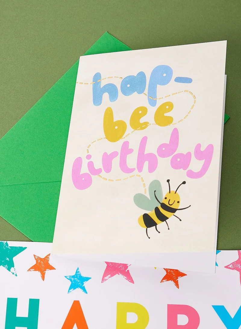 Raspberry Blossom Hap-Bee Birthday Greeting Card