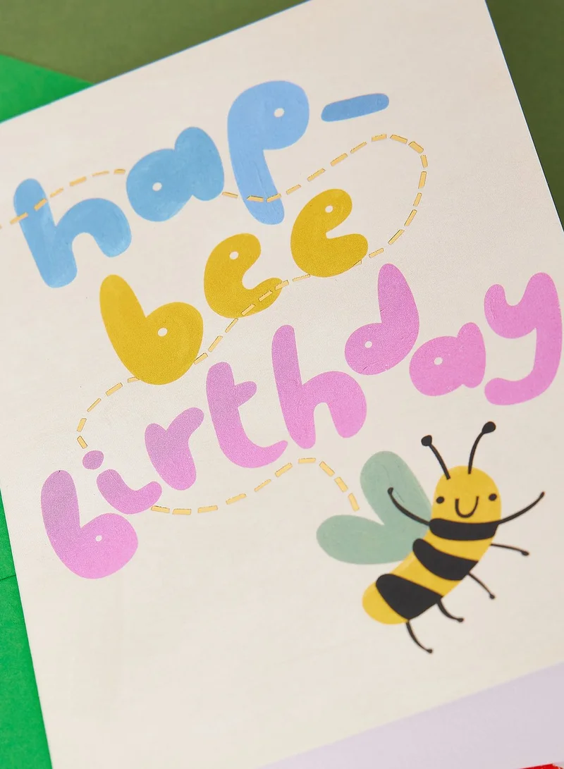 Raspberry Blossom Hap-Bee Birthday Greeting Card