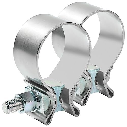 Reswish ESEWALAS 2 Pack Stainless Steel Exhaust Clamp, Narrow Band Muffler Seal,Car Accessories Narrow Band Muffler Clamp,Use for Exhaust System (3.0 inch) - Image 1