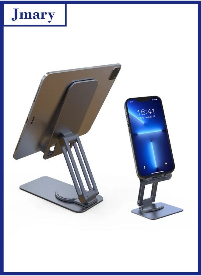 Jmary MK-60 Desktop Adjustable Phone Stand – Premium Universal Foldable Holder for Smartphones & Tablets, 2-in-1 Aluminum Alloy Design with 360° Rotation, Height & Angle Adjustable, Stable Non-Slip Base, Compact & Portable for Desk, Bed & On-The-Go - Image 1