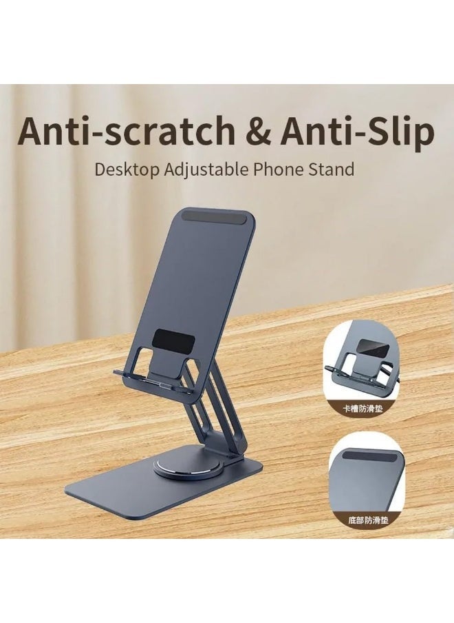 Jmary MK-60 Desktop Adjustable Phone Stand – Premium Universal Foldable Holder for Smartphones & Tablets, 2-in-1 Aluminum Alloy Design with 360° Rotation, Height & Angle Adjustable, Stable Non-Slip Base, Compact & Portable for Desk, Bed & On-The-Go - Image 5