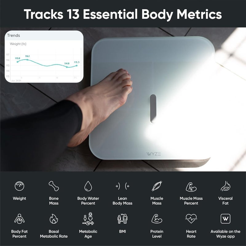 WYZE Smart Scale X for Body Weight, Digital Bathroom Scale for BMI, Body Fat, Water and Muscle, Heart Rate Monitor, Body Composition Analyzer for People, Baby, Pet, 400 lb, White - Image 4