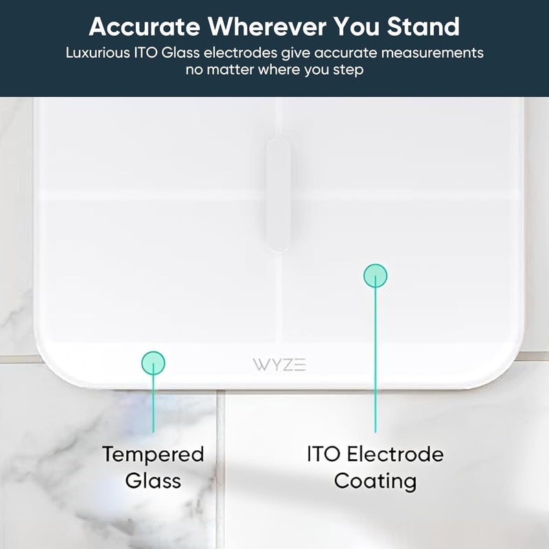 WYZE Smart Scale X for Body Weight, Digital Bathroom Scale for BMI, Body Fat, Water and Muscle, Heart Rate Monitor, Body Composition Analyzer for People, Baby, Pet, 400 lb, White - Image 3