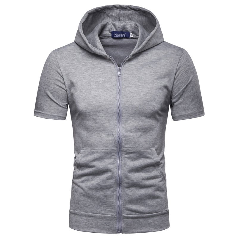 2019 spring and summer new fashion Mens hooded cardigan vest vest eBay wholesale European size thin mens vest Light gray - Image 2