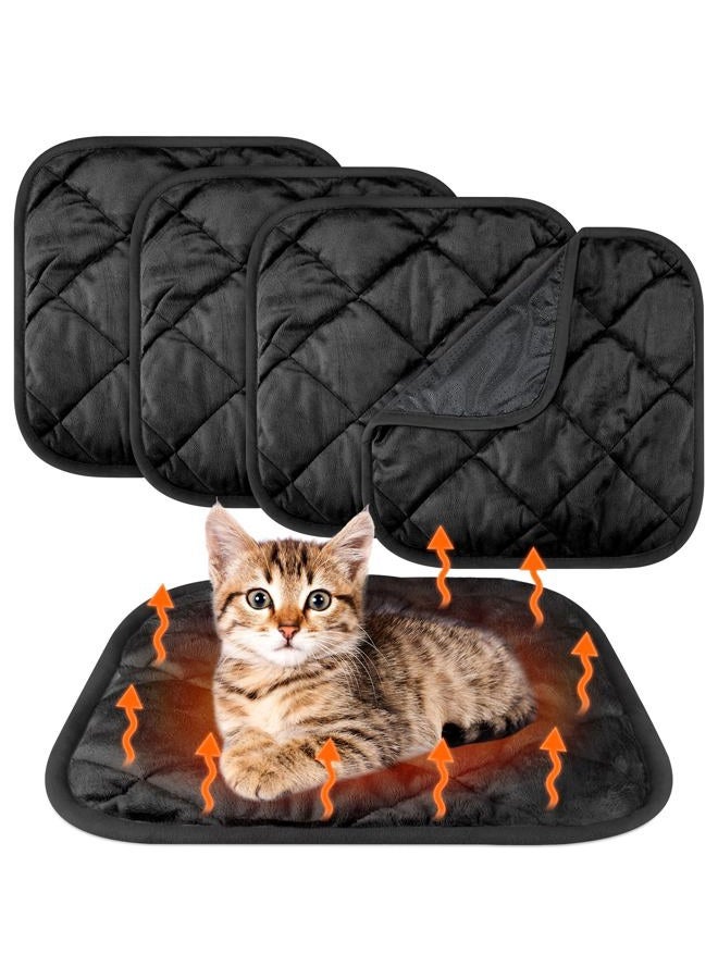 Clysee 4 Pack Self Heating Cat Pad Self Warming Dog Mat Reflects Body Heat Extra Warm Thermal Pet Pad Washable Dog Cat Bed Crate Bed Mat Blanket(16 x 16 Inch,Black) - Image 1