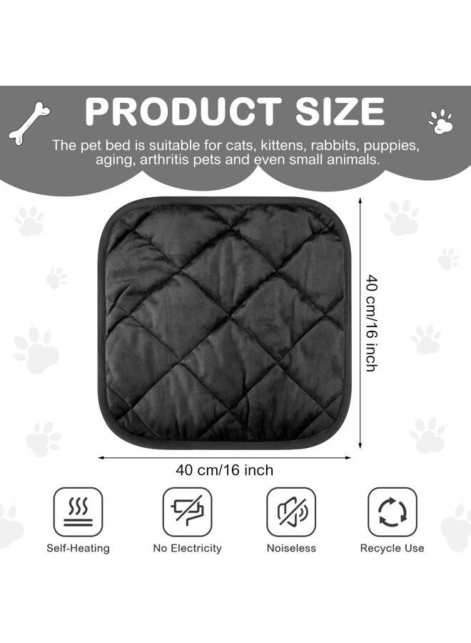 Clysee 4 Pack Self Heating Cat Pad Self Warming Dog Mat Reflects Body Heat Extra Warm Thermal Pet Pad Washable Dog Cat Bed Crate Bed Mat Blanket(16 x 16 Inch,Black) - Image 2