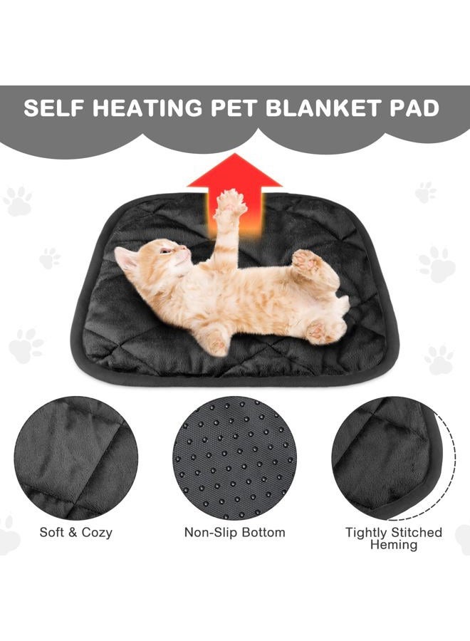 Clysee 4 Pack Self Heating Cat Pad Self Warming Dog Mat Reflects Body Heat Extra Warm Thermal Pet Pad Washable Dog Cat Bed Crate Bed Mat Blanket(16 x 16 Inch,Black) - Image 3