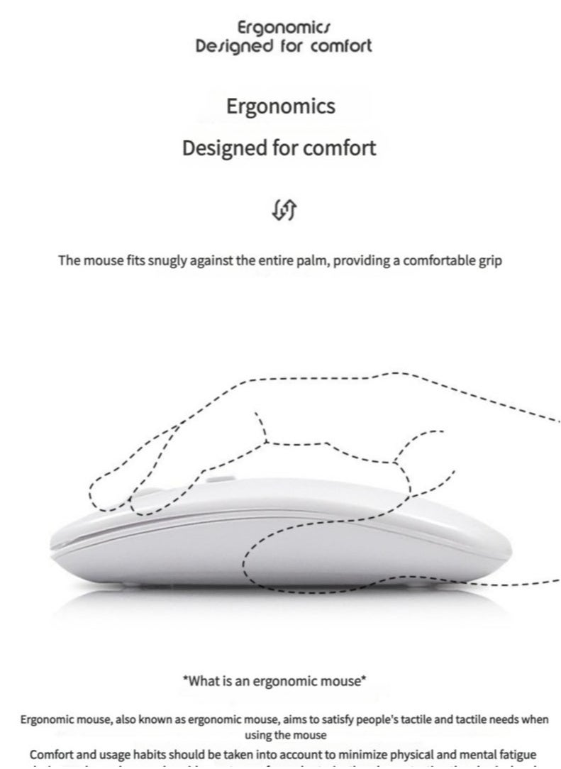 【Rechargeable Bluetooth Keyboard And Mouse Combo】Ultra-Slim And Portable Wireless Mouse And Keyboard Combo, Compatible With Windows/Mac/Android 10.0 And Above/Ios13 And Above, Unlimited Models And Brands, Suitable For Tablets, Mobile Phones, Iphone, Ipad Pro, Air Mini, Ipad Os Ergonomic Design White