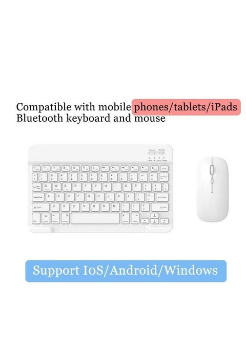 【Rechargeable Bluetooth Keyboard And Mouse Combo】Ultra-Slim And Portable Wireless Mouse And Keyboard Combo, Compatible With Windows/Mac/Android 10.0 And Above/Ios13 And Above, Unlimited Models And Brands, Suitable For Tablets, Mobile Phones, Iphone, Ipad Pro, Air Mini, Ipad Os Ergonomic Design White
