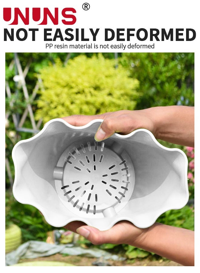 UNUNS 6PCS Plant Pot,Flower Pots with Ruffled Edge Plant Pots with Trays,Decorative Planters,Featuring a Porous Bottom Design Garden Pots for Garden Home Decor and Living Room(White) - Image 5