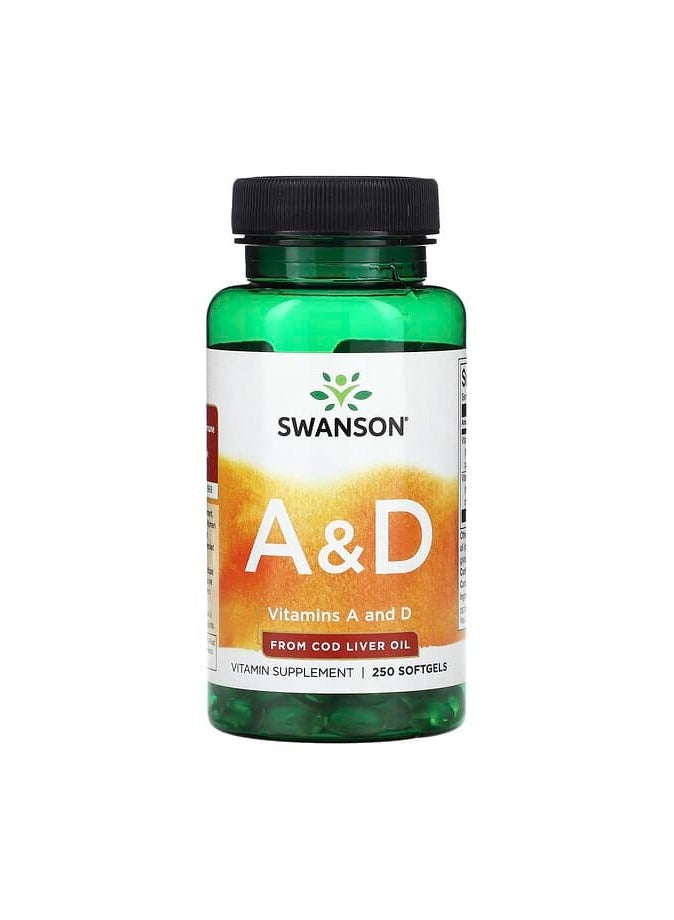 SWANSON Vitamins A and D, 250 Softgels
