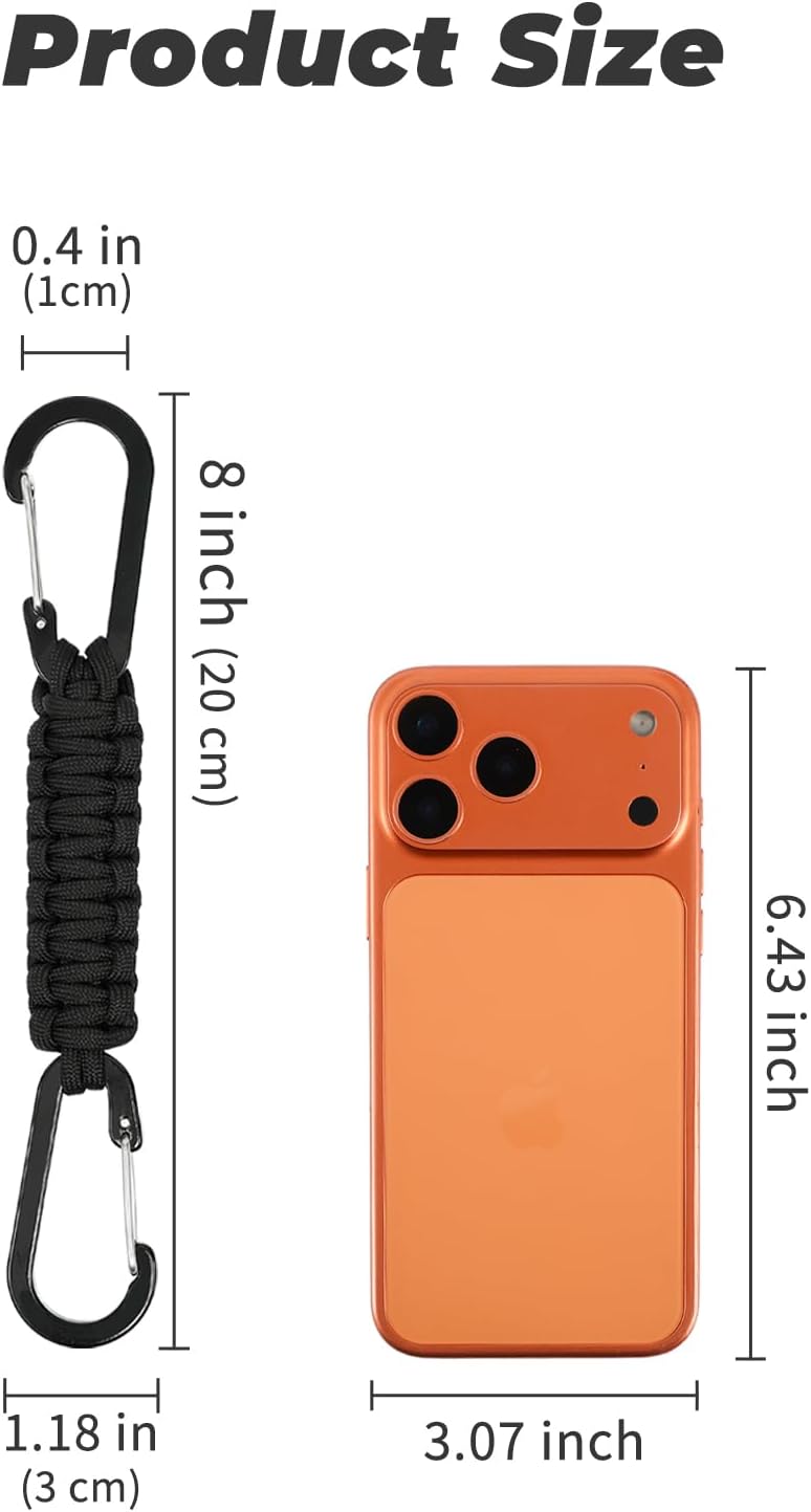 DDOUT Paracord Keychain D-Carabiner Clip,Multifunctional Braided Lanyard Strap for Keys Water Bottle Backpacks Bag Travel Hiking Essential - Image 1