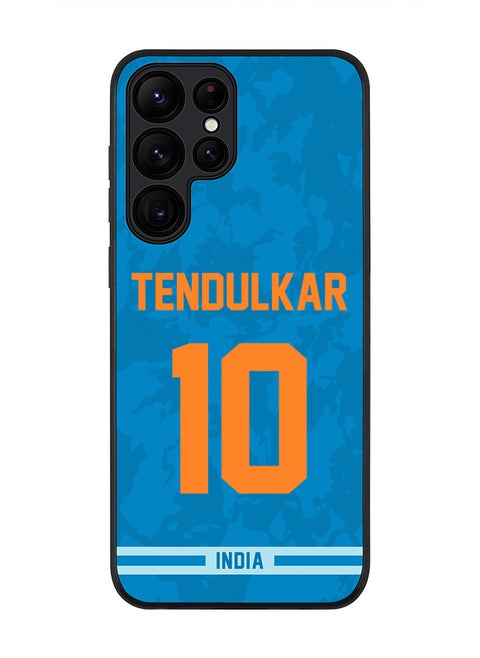Rugged Black Edge Case for Samsung Galaxy S23 Ultra 5G, Slim fit Soft Case Flexible thin Cover - Player Name - Sachin Tendulkar, Jersey Number- 10