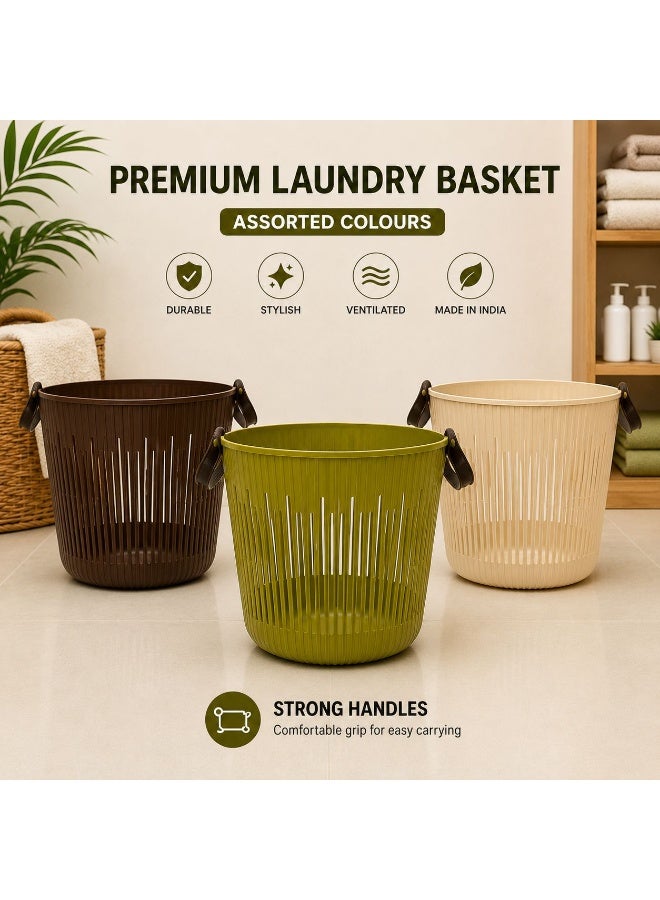 Laundry Baskets, 40 liters Large Plastic Laundry Basket with Carry Handle,Space-Saving,Foldable Laundry Basket,Toys Organizer Storage Bin for Home,Dorm,Travel Use Assorted - Image 2