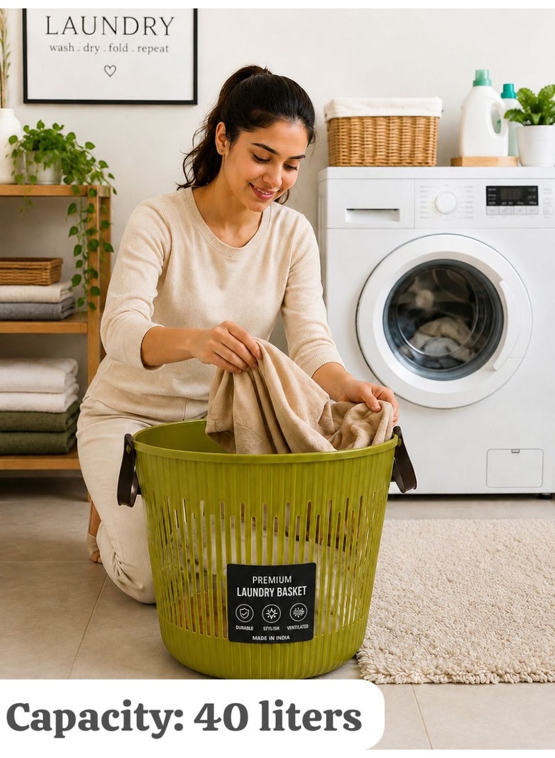 Laundry Baskets, 40 liters Large Plastic Laundry Basket with Carry Handle,Space-Saving,Foldable Laundry Basket,Toys Organizer Storage Bin for Home,Dorm,Travel Use Assorted - Image 5
