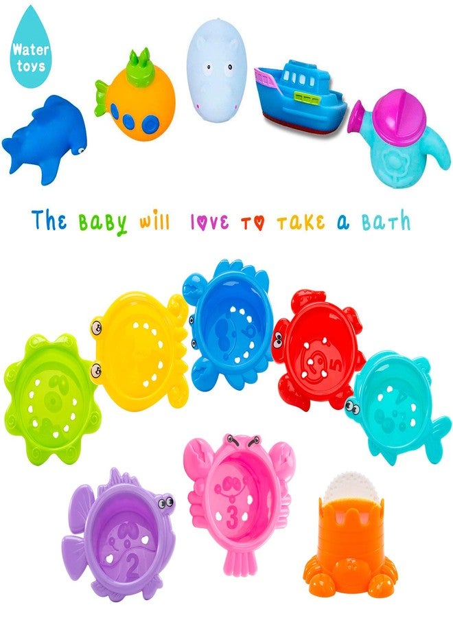 INNOCHEER Baby Bath Toys for Toddlers, Water Table Toys with Mold Free Stacking Cups, Quick Dry Organizer Net, 13 Pcs Bathtub Game, Beach and Pool Party - Image 2