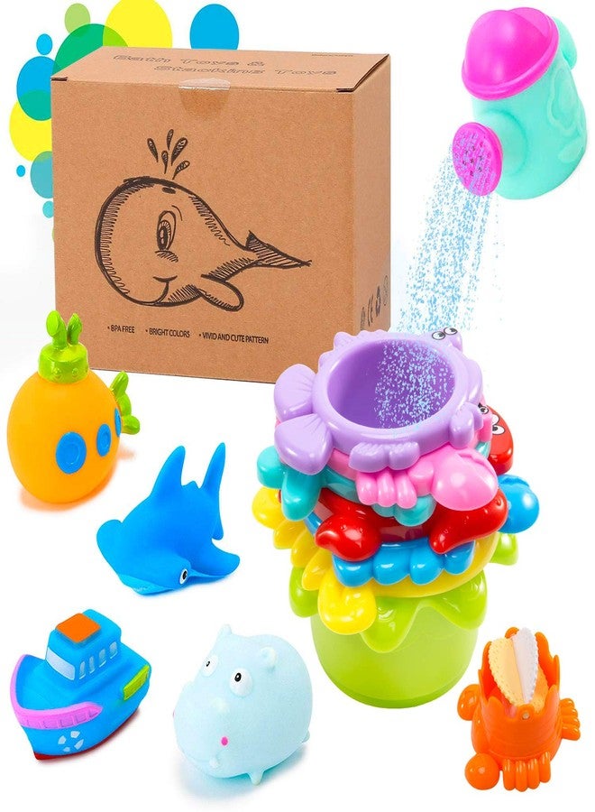 INNOCHEER Baby Bath Toys for Toddlers, Water Table Toys with Mold Free Stacking Cups, Quick Dry Organizer Net, 13 Pcs Bathtub Game, Beach and Pool Party - Image 4