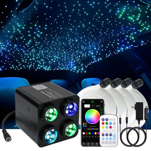 AKEPO 36W 4 Color Twinkle Fiber Optic Starlights Headliner Lights Kit, Optical Fibers Music Sync Bluetooth APP Control Starlight Kit, 1500pcs*13.1ft - Image 1