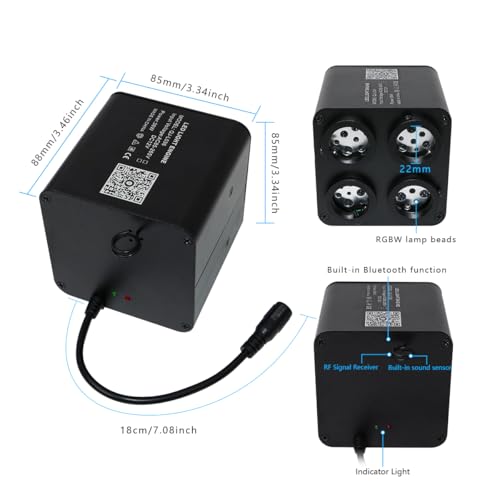 AKEPO 36W 4 Color Twinkle Fiber Optic Starlights Headliner Lights Kit, Optical Fibers Music Sync Bluetooth APP Control Starlight Kit, 1500pcs*13.1ft - Image 5