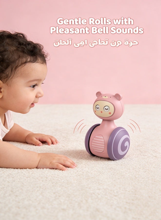Winking Wobble Baby Toy, Pink Interactive Rattle with Gentle Bell, Sensory Toy for 0-3 Years Old Encourages Crawling & Visual Tracking - Image 3