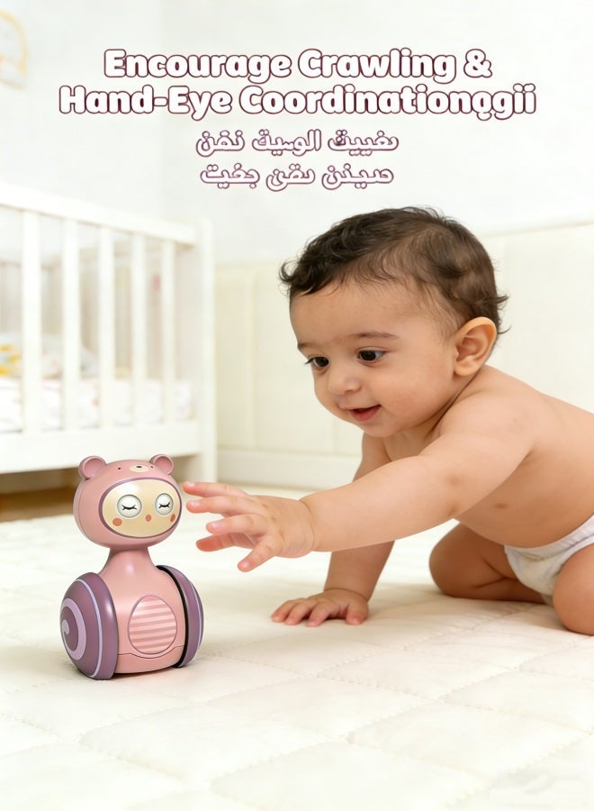 Winking Wobble Baby Toy, Pink Interactive Rattle with Gentle Bell, Sensory Toy for 0-3 Years Old Encourages Crawling & Visual Tracking - Image 5