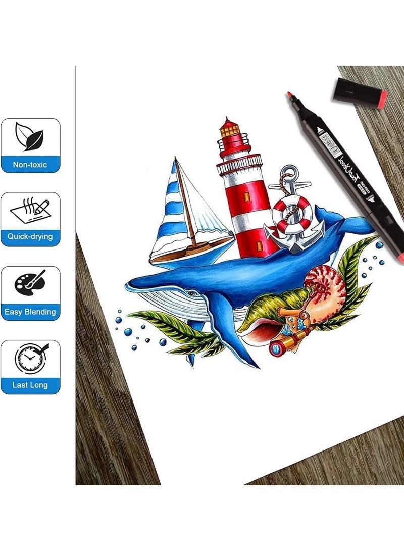 Graphic Marker Set (60 Colors) - Dual-Tip Markers with Case for Drawing, Calligraphy, and Design - Coloring Pen Set - Coloring and Drawing Ink for Kids and Adults - Ideal Marker Set for Artists and Hobbyists with a Stylish Carrying Case - Perfect for Art Gifts - Graffiti, Coloring, Outlining, Shading - Marker and Paint Projects with Case - Image 5