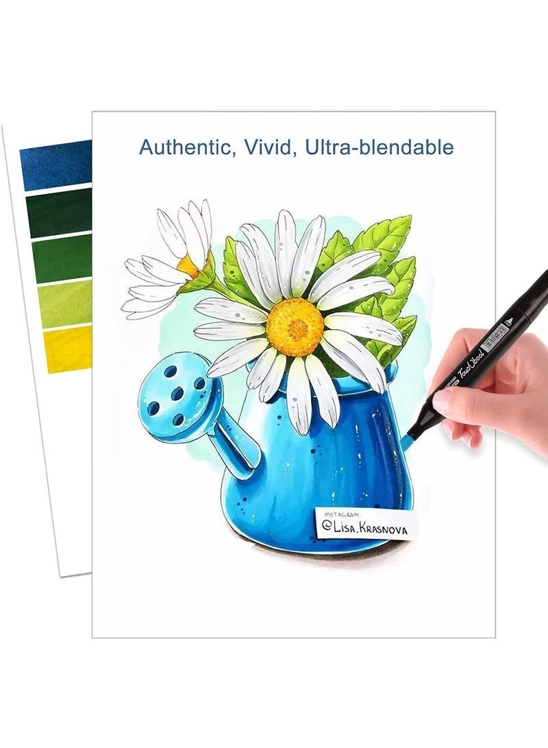 Graphic Marker Set (60 Colors) - Dual-Tip Markers with Case for Drawing, Calligraphy, and Design - Coloring Pen Set - Coloring and Drawing Ink for Kids and Adults - Ideal Marker Set for Artists and Hobbyists with a Stylish Carrying Case - Perfect for Art Gifts - Graffiti, Coloring, Outlining, Shading - Marker and Paint Projects with Case - Image 2