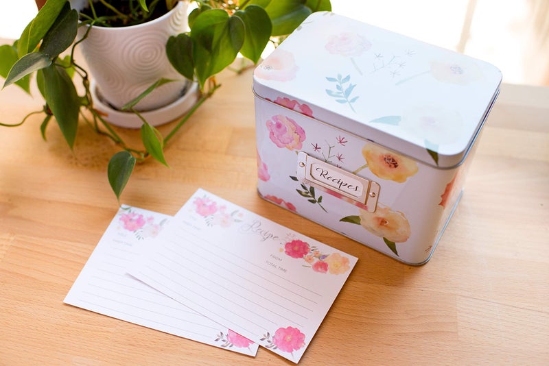 HEART & BERRY صندوق وصفات HEART & BERRY مع بطاقات وفواصل - يتضمن 24 بطاقة وصفة بحجم 4x6 و12 فاصل - مجموعة بطاقات وصفات وصندوق - متوافق مع بطاقات الفهرس القياسية بحجم 4 × 6 إنش - Image 3