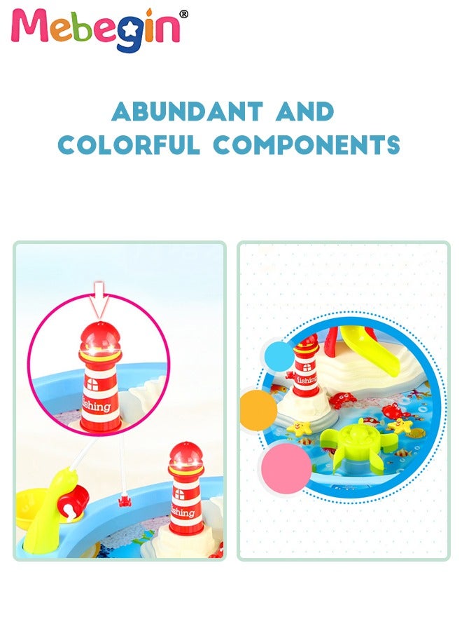 MEBEGIN 23Pcs 3-in-1 Table Fishing Toy with Light and Music, Colorful Go Fishing Playset, Fun Creative Pretend Fishing Board Toys, Magnetic Fishing Game for Kids Aged 3+, 3 AA Batteries Required(Not Included), 40*30*28cm - Image 3