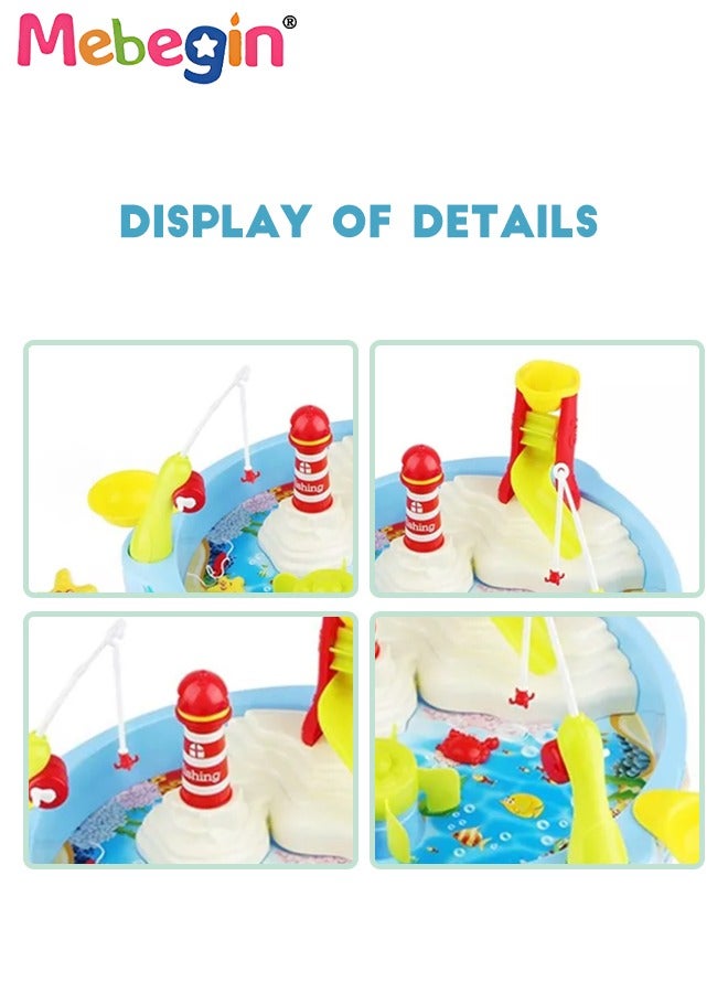 MEBEGIN 23Pcs 3-in-1 Table Fishing Toy with Light and Music, Colorful Go Fishing Playset, Fun Creative Pretend Fishing Board Toys, Magnetic Fishing Game for Kids Aged 3+, 3 AA Batteries Required(Not Included), 40*30*28cm - Image 4